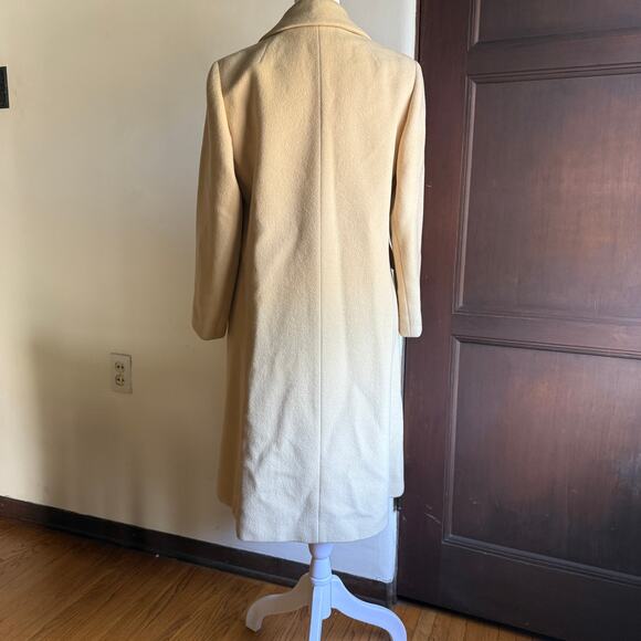 L.C. MAE | 1950s Vintage Wool Cream Double Breasted Long Coat Union Made Medium - Picture 2 of 7